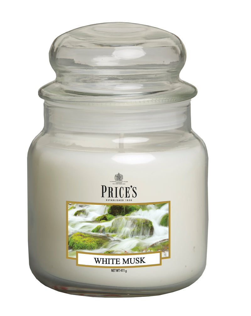 Price's Medium Scented Candle Jar with Lid - White Musk