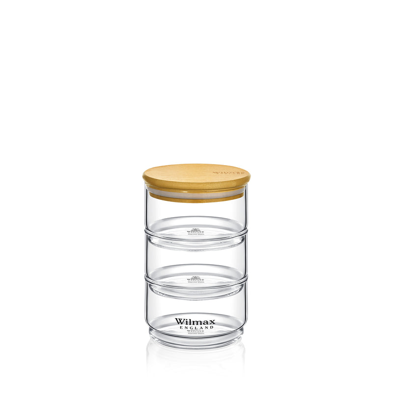 Wilmax Thermo 20x10cm 3-Tier Jar with Bamboo Lid