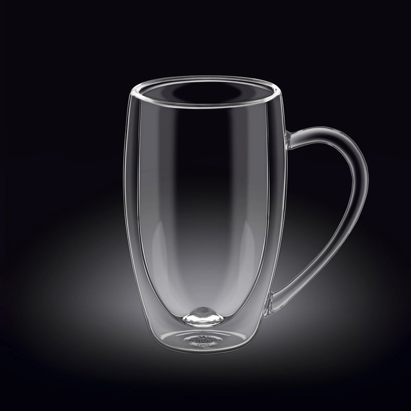 Wilmax 400ml Glass Double-Wall Cup