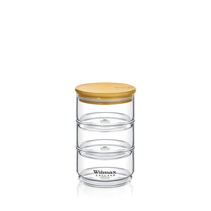 Wilmax Thermo 18x10cm 3-Tier Jar with Bamboo Lid