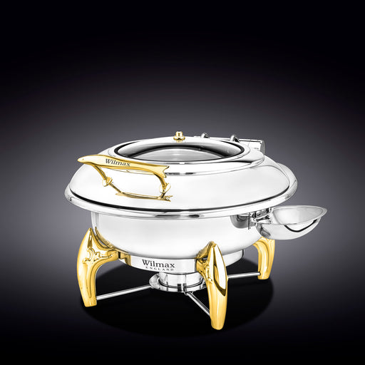 Wilmax Round 6L Chafing Dish - Steel & Gold