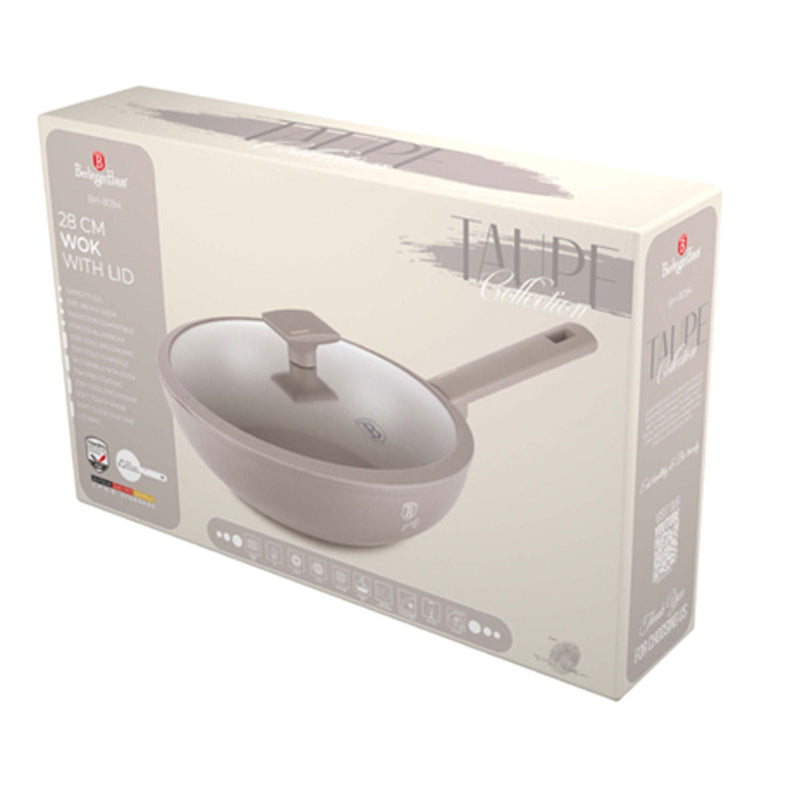 Berlinger Haus 28cm Wok with Lid - Taupe Collection
