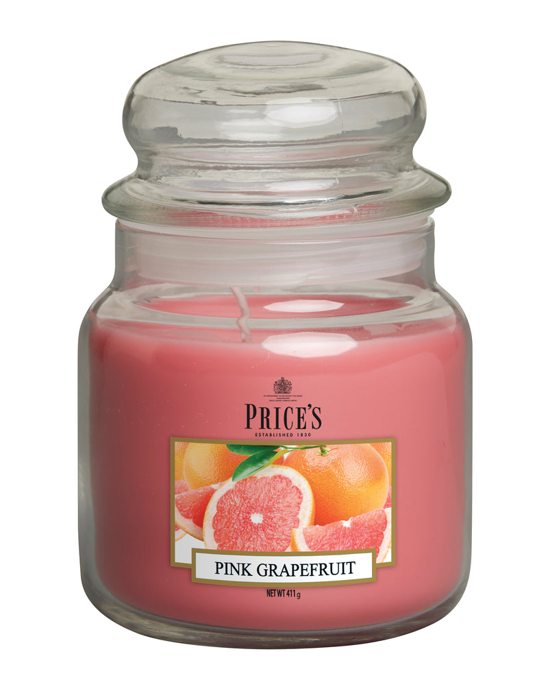 Price's Medium Scented Candle Jar with Lid - Pink Grafruit