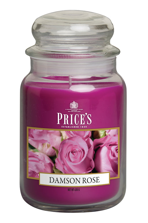 Price's Large Scented Candle Jar with Lid - Damson Rose
