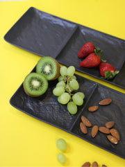 Wilmax SlateStone 40x13cm Rectangle 3-Section Dish - Black