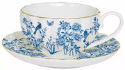 Easy Life Paradise Garden 200ml Cup & Saucer Set in Box - White & Blue