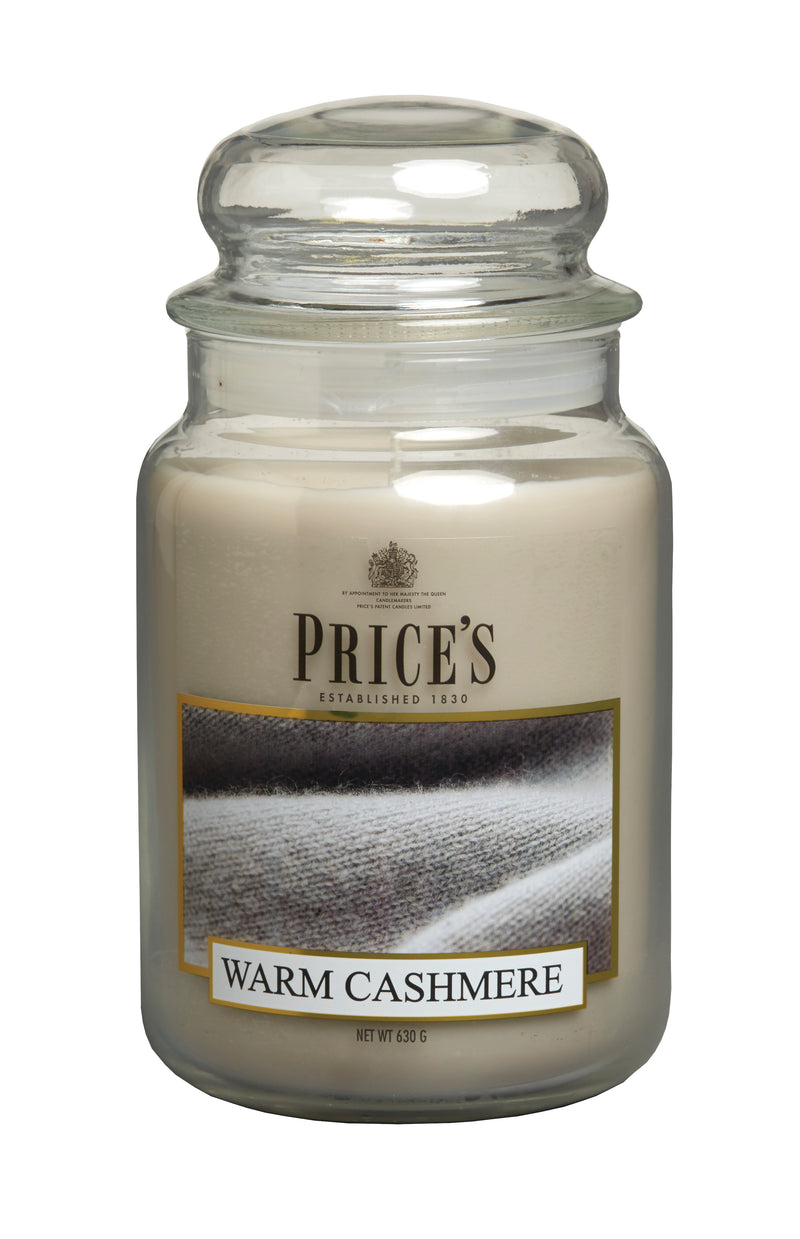 Price's Large Scented Candle Jar with Lid - Warm Cashmere