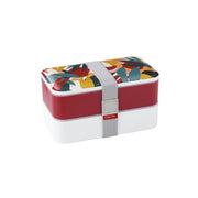 Easy Life Abstract 1200ml 2-Layer Lunchbox with Cutlery - Red & White