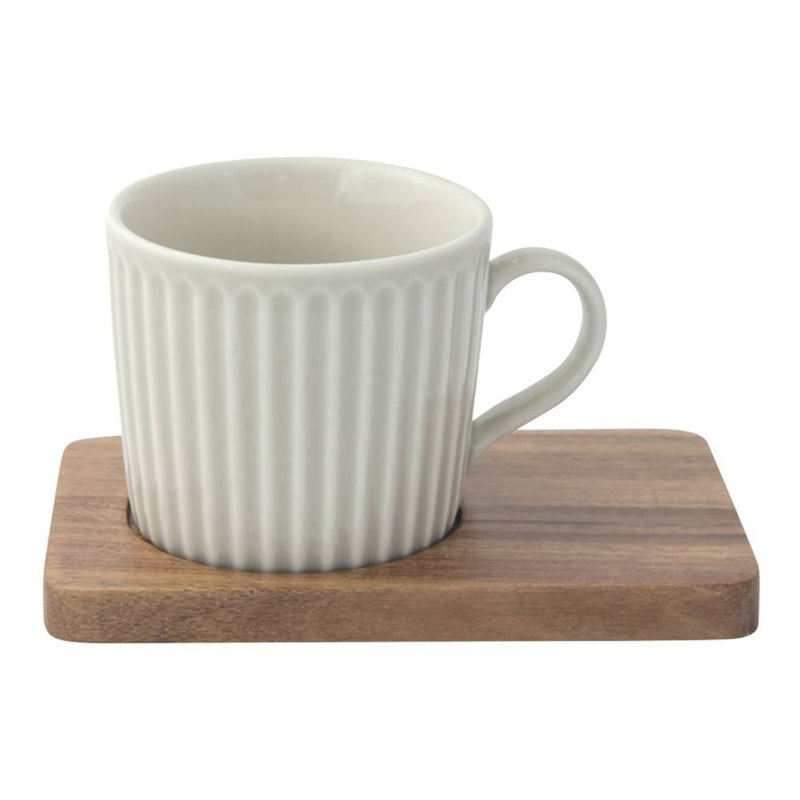 Easy Life Take a Break 110ml 8-Piece Cups & Saucers Set in Box - Gray & White