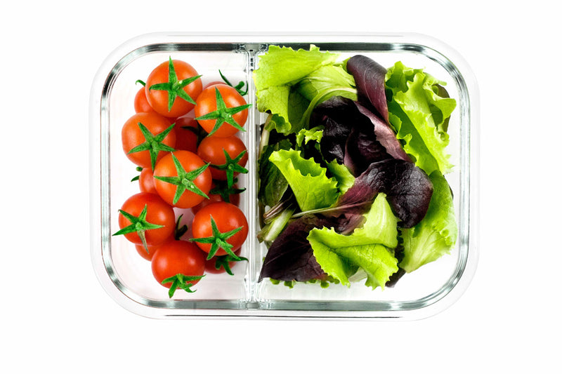 Ibili Lunch-Away 600ml 2-Section Glass Food Container - Red