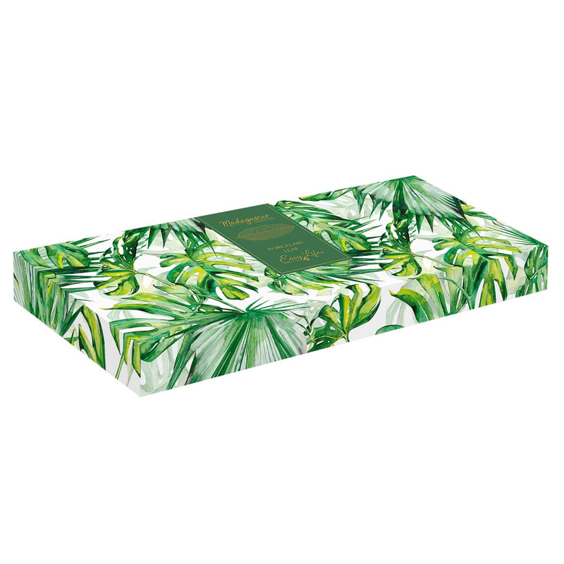 Easy Life Madagascar 47x19cm Tropical Leaf Serving Platter in Box - White