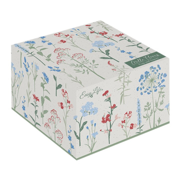 Easy Life Mille Fleurs 250ml Cup & Saucer Set in Box - Yellow & Blue