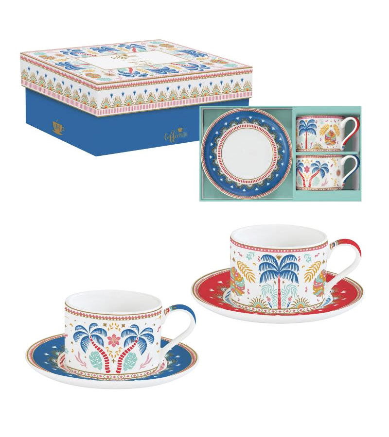 Easy Life Tropical Groovy 240ml 4-Piece Teacups Set in Box - Multicolored