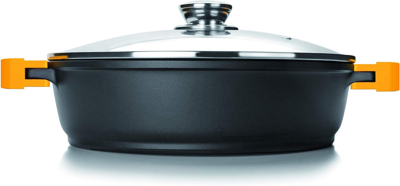 Ibili Evolution 32cm Shallow Pot with Lid - Black