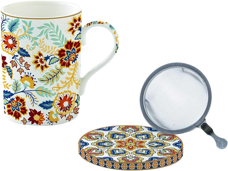 Easy Life Paisley Abundance 350ml Mug with Infuser & Lid in Box - Multicolored