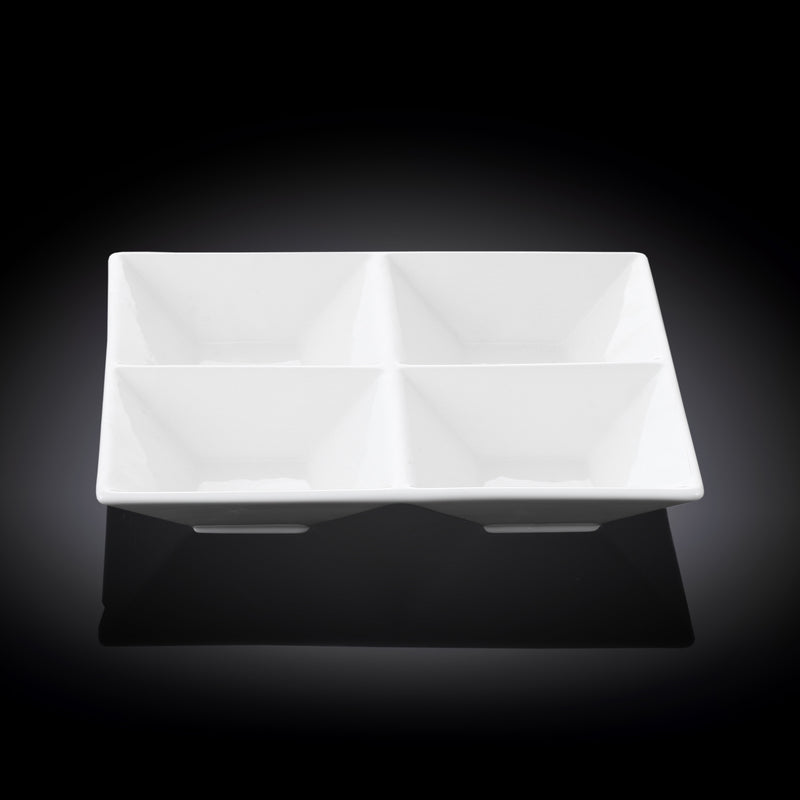 Wilmax 20cm Divided Square Dish - White