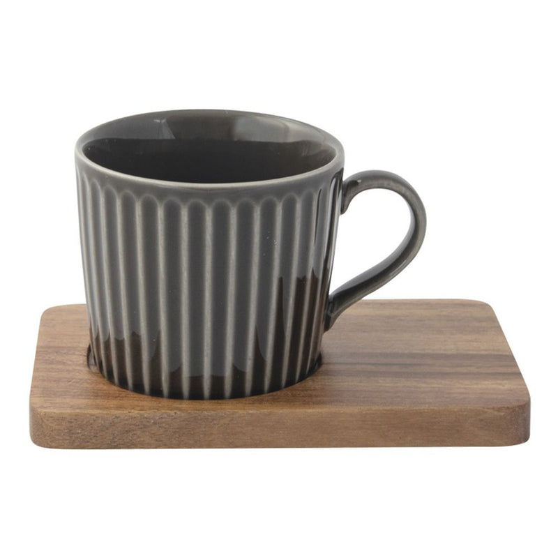 Easy Life Take a Break 110ml 8-Piece Cups & Saucers Set in Box - Gray & White