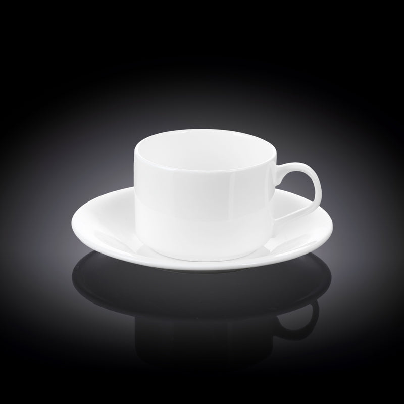 Wilmax 160ml Teacup & Coaster Set - White