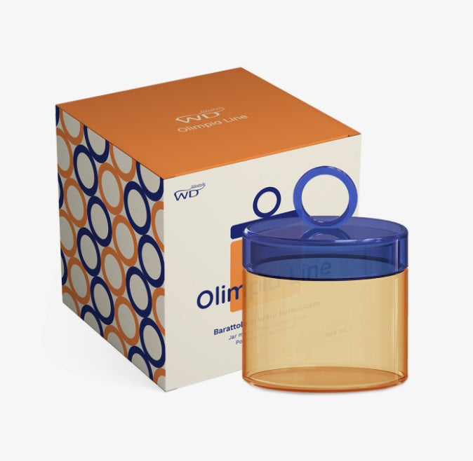 Easy Life 500ml Glass Jar with Lid - Orange & Blue
