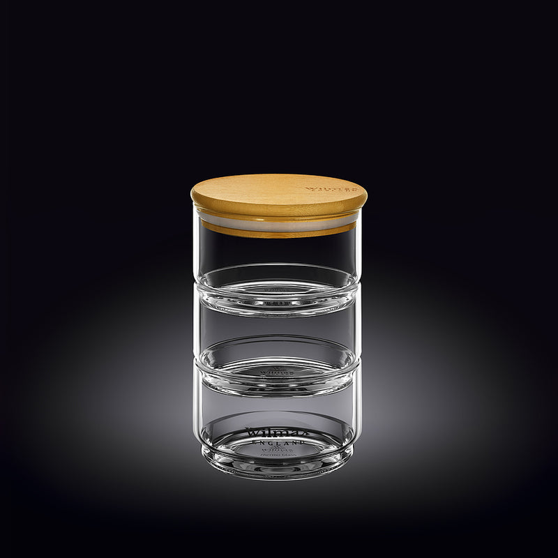 Wilmax Thermo 18x10cm 3-Tier Jar with Bamboo Lid