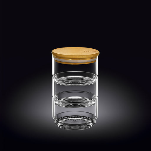 Wilmax Thermo 18x10cm 3-Tier Jar with Bamboo Lid