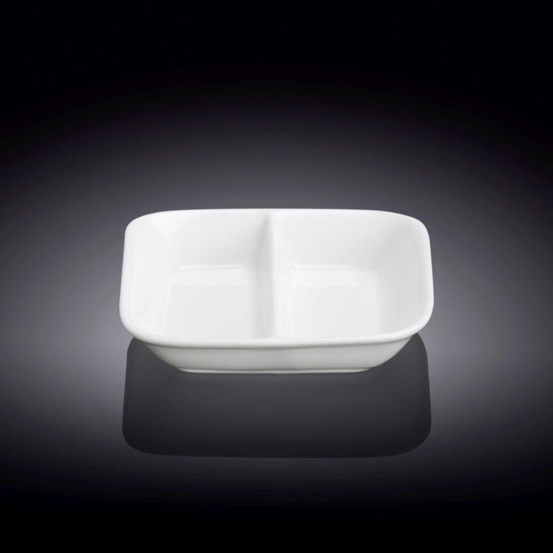 Wilmax 8.5cm Divided Sauce Dish - White