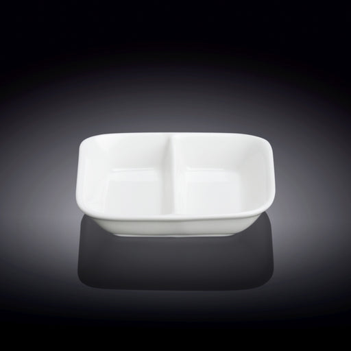 Wilmax 8.5cm Divided Sauce Dish - White