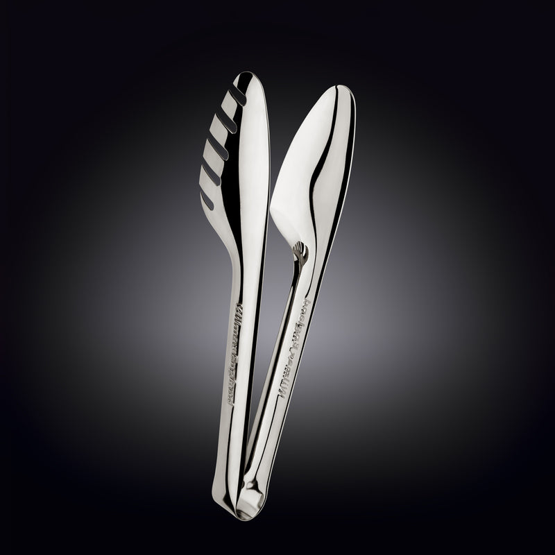 Wilmax 25.5cm Steel Serving Tongs - Silver
