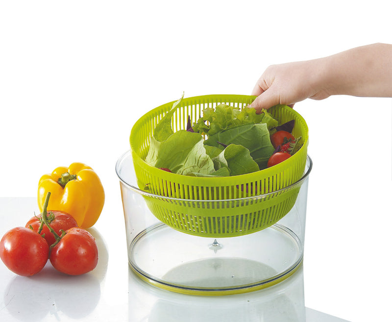 Ibili 16cm Salad Spinner with Pedal - Green & White