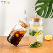 Wilmax Thermo 330ml Can with Bamboo Lid & Straw