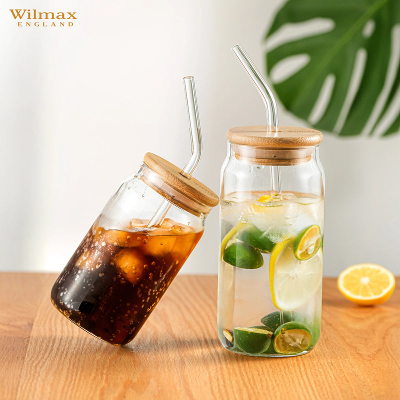 Wilmax Thermo 330ml Can with Bamboo Lid & Straw