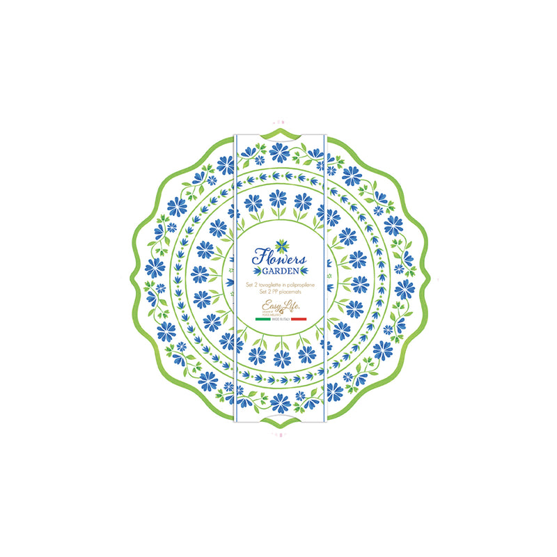 Easy Life Flowers Garden 2-Piece 34.5cm Placemat Set - Blue & Green
