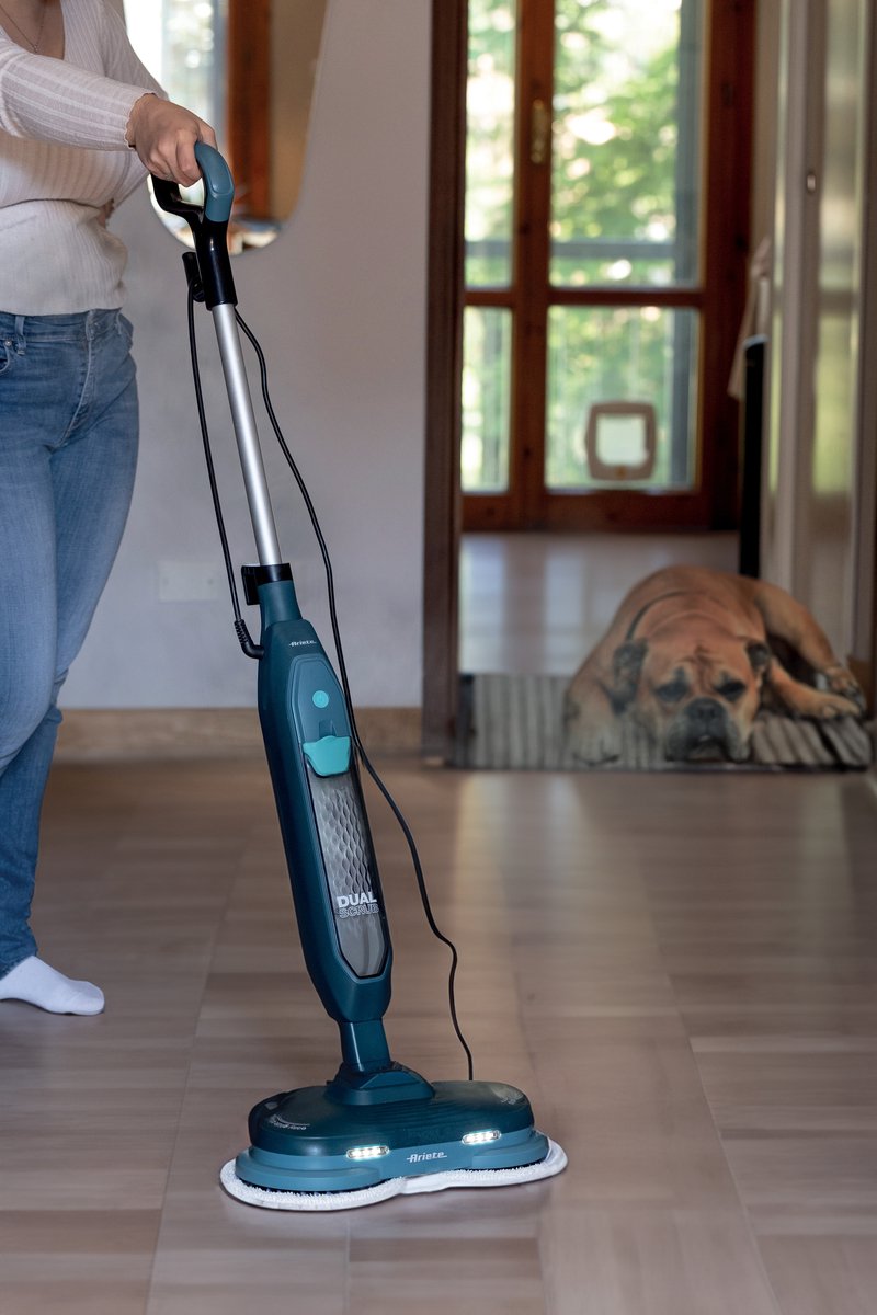 Ariete 4178 Dual Scrub Electric Mop with Rotating Brushes - Teal