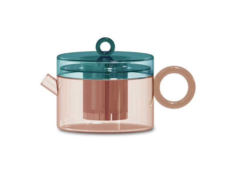 Easy Life 800ml Glass Teapot - Petrol & Peach