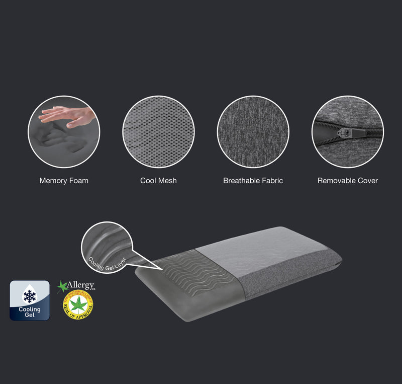 ARMN Pedic Charcoal Memory Pillow with Cooling Gel