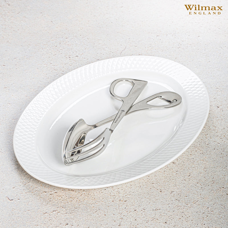 Wilmax 26cm Stainless Steel Serving Tongs - Silver