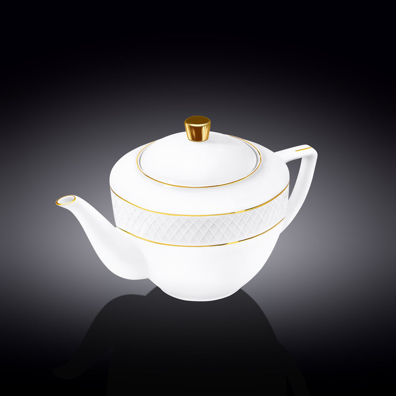 Wilmax Diamond 900ml Teapot - White & Gold