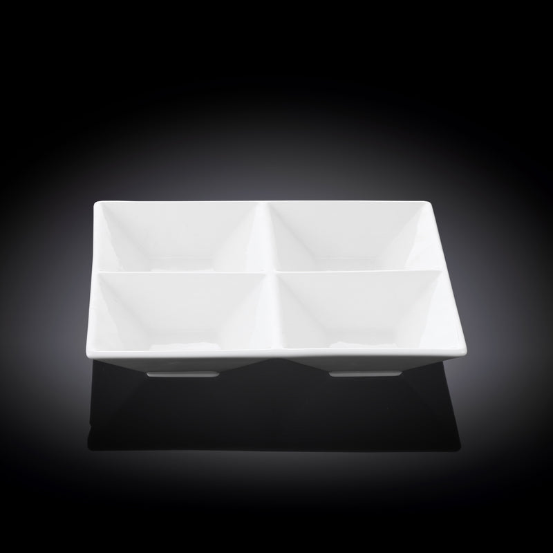 Wilmax 15cm Divided Square Dish - White