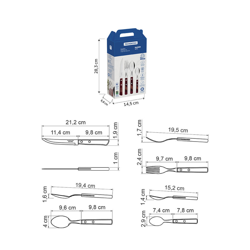 Tramontina Polywood 24-Piece Flatware Set
