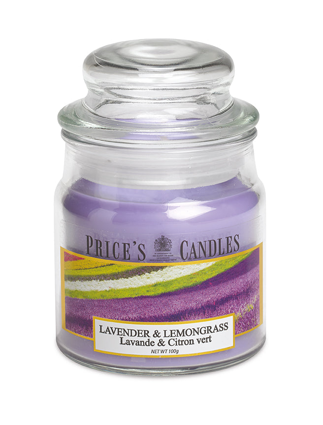 Price's Small Scented Candle Jar with Lid - Lavender & Lemongrass