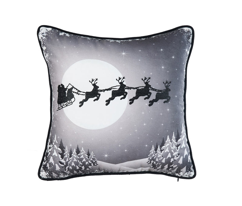 ARMN Azure Embroidered Cushion Cover - Gray & White