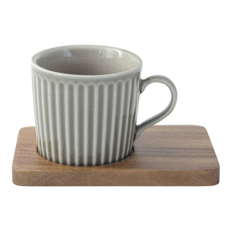 Easy Life Take a Break 110ml 8-Piece Cups & Saucers Set in Box - Gray & White