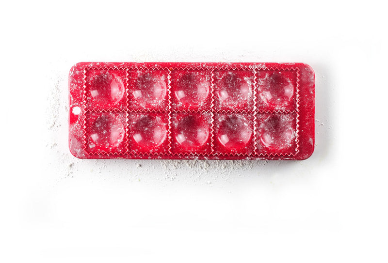 Ibili Round Ravioli Mold with Rolling Pin - Red