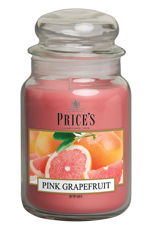 Price's Large Scented Candle Jar with Lid - Pink Grafruit