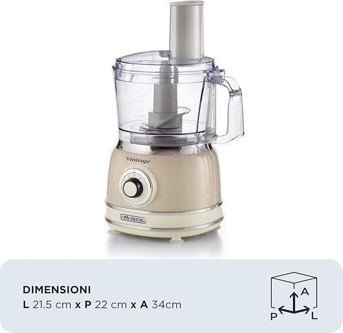Ariete Vintage 1781 8 in 1 Food Processor - Beige