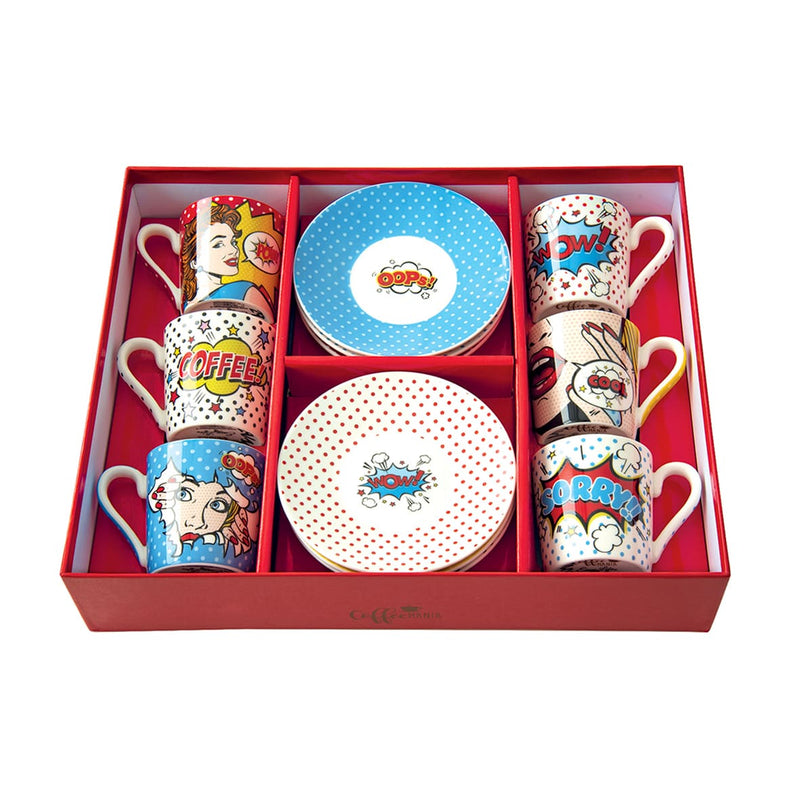 Easy Life Pop Art 100ml 12-Piece Coffee Set in Box - Multicolored