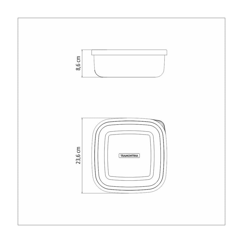 Tramontina Freezinox 3.6L Steel Square Food Container