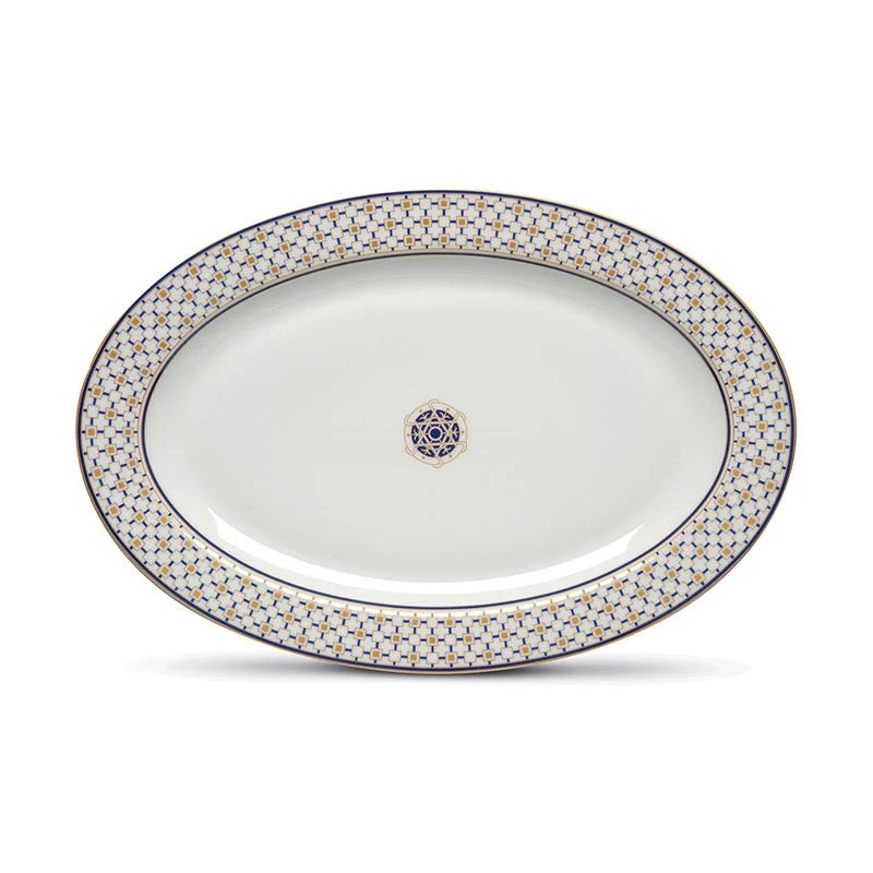 Easy Life Charles 36x24.5cm Serving Platter - Blue & Gold