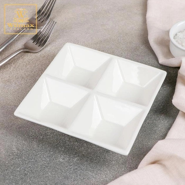 Wilmax 20cm Divided Square Dish - White