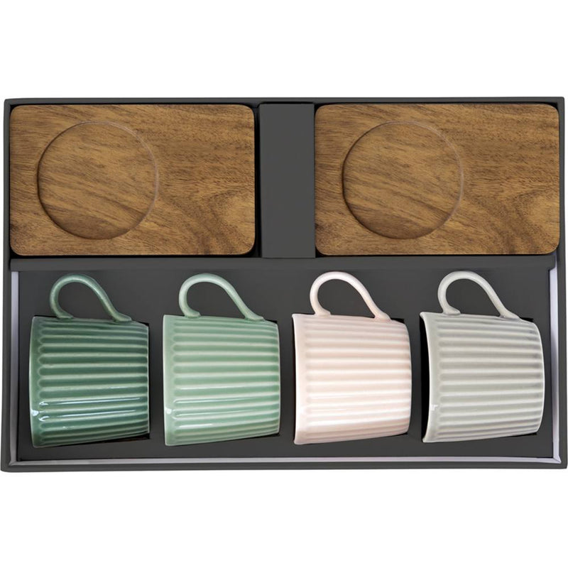 Easy Life Take a Break 110ml 8-Piece Cups & Saucers Set in Box - Pastels